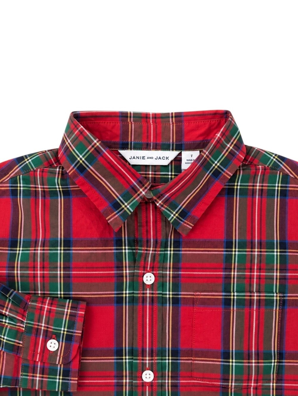Janie And Jack Kids New Red Tartan Plaid Poplin Cotton Button Down Shirt Boys 7
